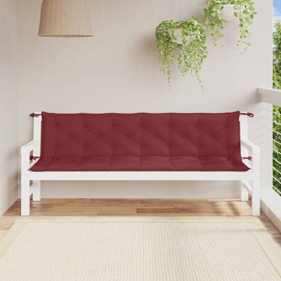 Tuinbankkussens 2 St Stof Gem&ecirc;leerd Wijnrood 200 x 50 x 7 cm wijnrood mix