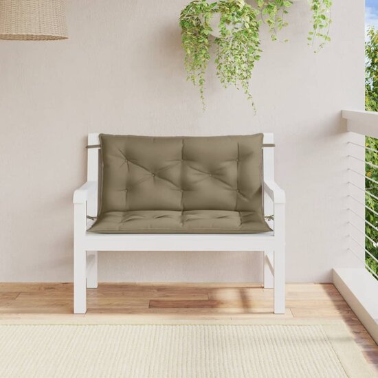 Tuinbankkussens 2 St Stof Gem&ecirc;leerd Taupe 100 x 50 x 7 cm taupe mix