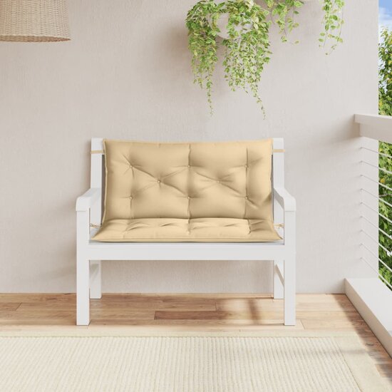Tuinbankkussens 2 St Stof Gem&ecirc;leerd Beige 100 x 50 x 7 cm beige mix