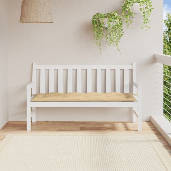 Tuinbankkussen Stof Gem&ecirc;leerd Beige 150 x 50 x 7 cm beige mix