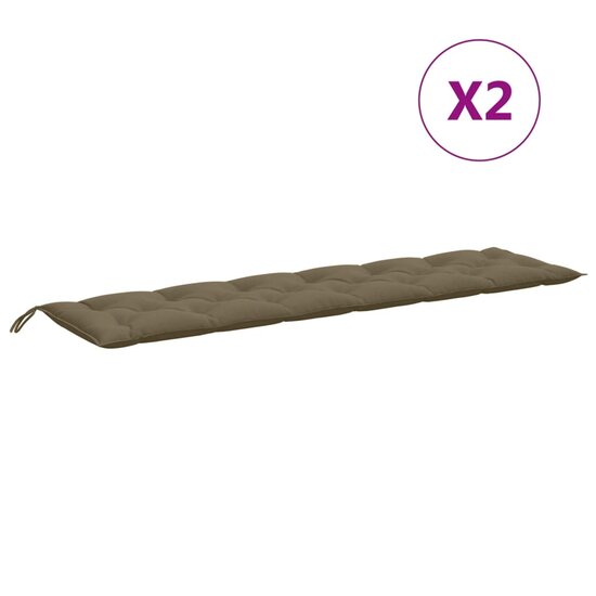 Tuinbankkussens 2 St Stof Gem&ecirc;leerd Taupe 200 x 50 x 7 cm taupe mix