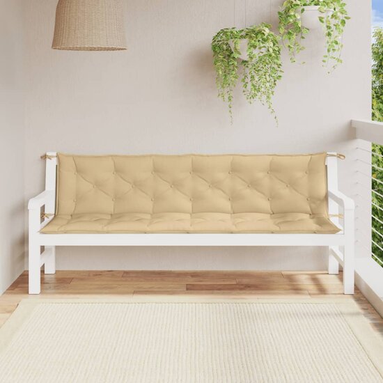 Tuinbankkussens 2 St Stof Gem&ecirc;leerd Beige 200 x 50 x 7 cm beige mix