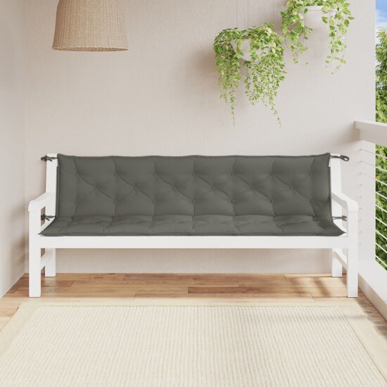 Tuinbankkussens 2 St Stof Gem&ecirc;leerd Donkergrijs 200 x 50 x 7 cm donkergrijs mix