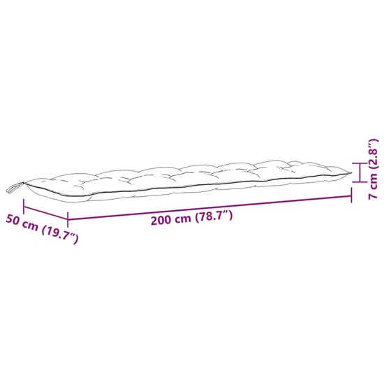 Tuinbankkussens 2 St Stof Gem&ecirc;leerd Donkergrijs 200 x 50 x 7 cm donkergrijs mix
