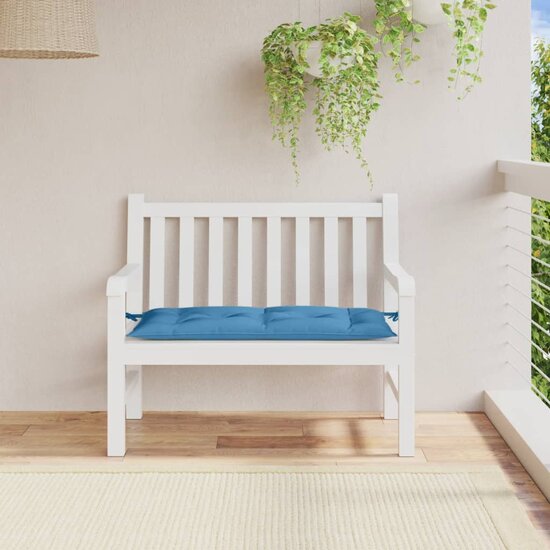 Tuinbankkussen Stof Gem&ecirc;leerd Blauw 100 x 50 x 7 cm blauw mix
