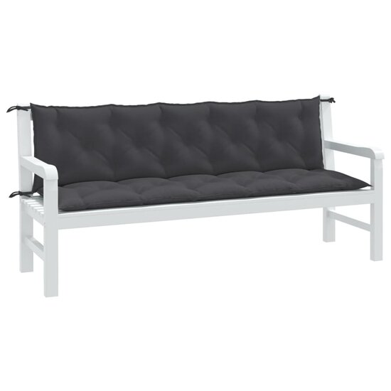 Tuinbankkussens 2 St Stof Gem&ecirc;leerd Antracietkleur 180 x 50 x 7 cm antraciet mix