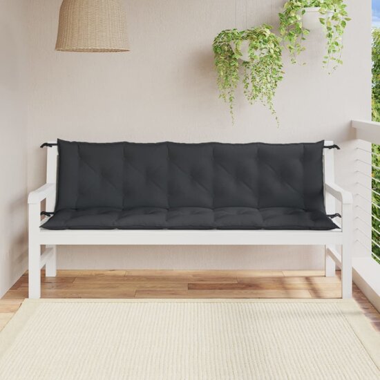 Tuinbankkussens 2 St Stof Gem&ecirc;leerd Antracietkleur 180 x 50 x 7 cm antraciet mix
