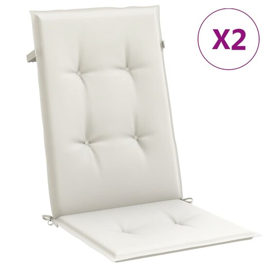 Stoelkussens Hoge Rug Stof Gem&ecirc;leerd Cr&egrave;me 2 120 x 50 x 4 cm cr&egrave;me mix