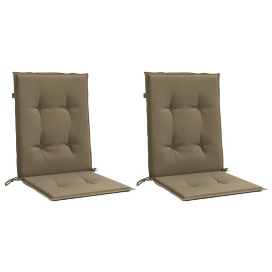 Stoelkussens 2 st lage rug 100x50x4 cm stof gem&ecirc;leerd taupe