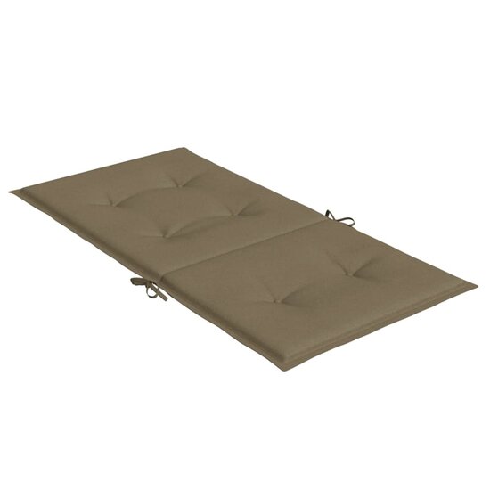 Stoelkussens 2 st lage rug 100x50x4 cm stof gem&ecirc;leerd taupe