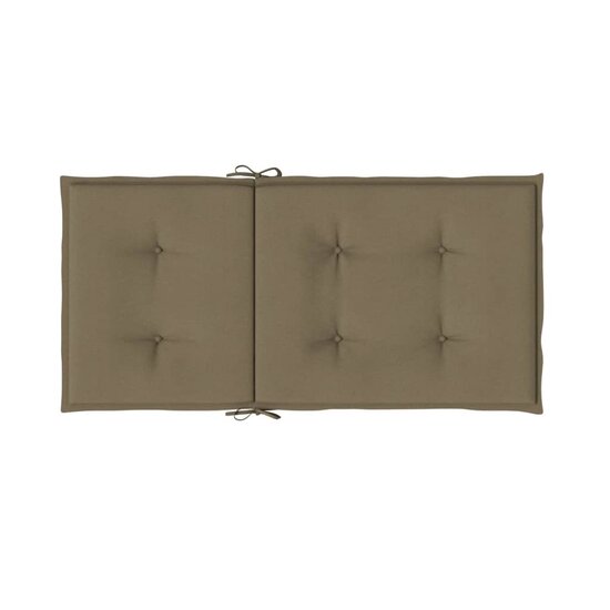 Stoelkussens 2 st lage rug 100x50x4 cm stof gem&ecirc;leerd taupe