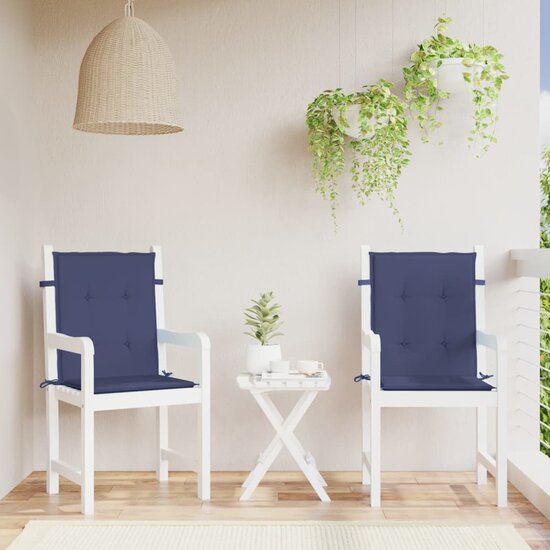 Stoelkussens Lage Rug Stof 2 100 x 50 x 4 cm Marineblauw