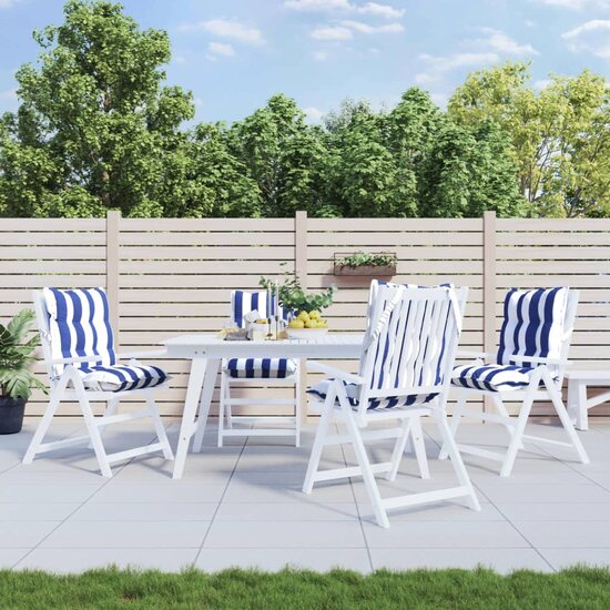 Stoelkussens Lage Rug Get Oxford Stof Wit En 4 blauw en witte streep