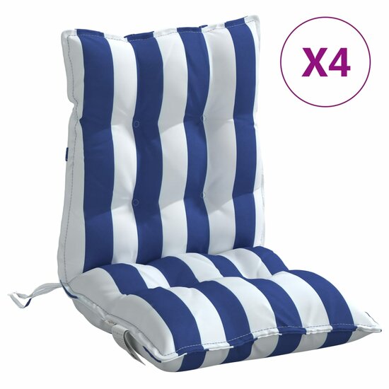 Stoelkussens Lage Rug Get Oxford Stof Wit En 4 blauw en witte streep