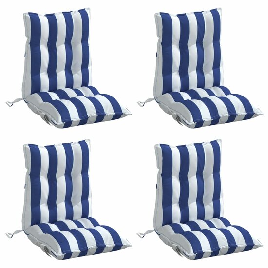 Stoelkussens Lage Rug Get Oxford Stof Wit En 4 blauw en witte streep