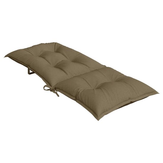 Stoelkussens 2 st hoge rug 120x50x7 cm stof gem&ecirc;leerd taupe