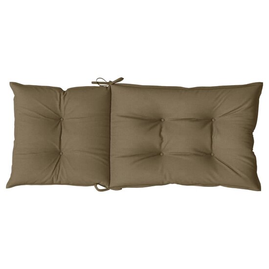 Stoelkussens 2 st hoge rug 120x50x7 cm stof gem&ecirc;leerd taupe