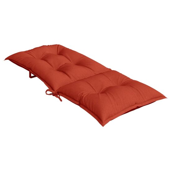 Stoelkussens 2 st hoge rug 120x50x7 cm stof gem&ecirc;leerd rood