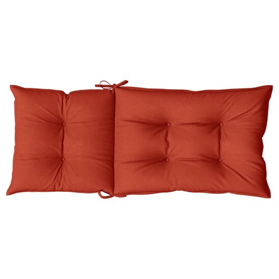 Stoelkussens 2 st hoge rug 120x50x7 cm stof gem&ecirc;leerd rood
