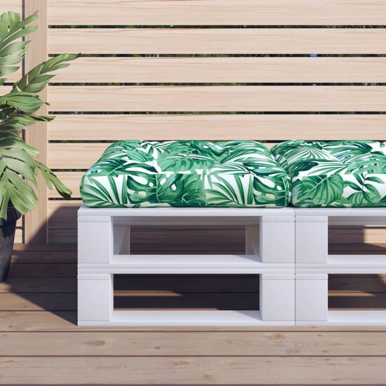 Palletkussen Stof Bladpatroon 50 x 50 x 12 cm