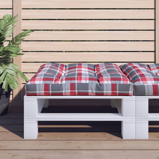 Palletkussen Stof Ruitpatroon Rood Rood Ruitpatroon 70 x 70 x 12 cm