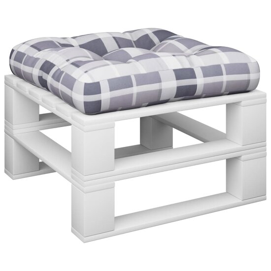 Palletkussen ruitpatroon stof grijs