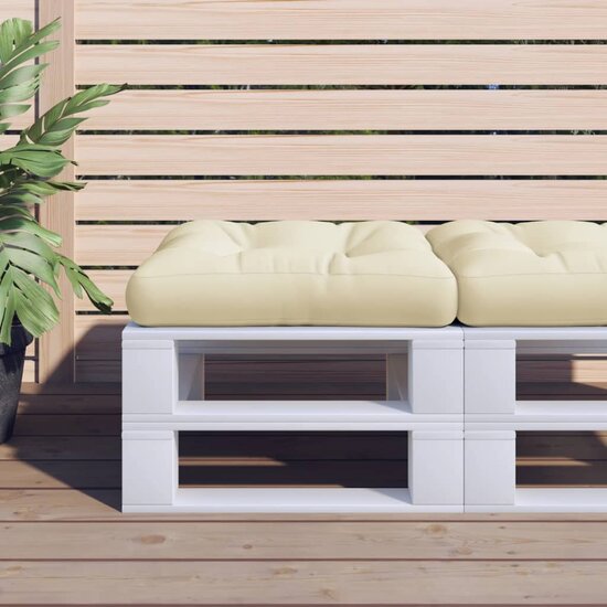 Palletkussen 58x58x10 cm stof cr&egrave;mekleurig