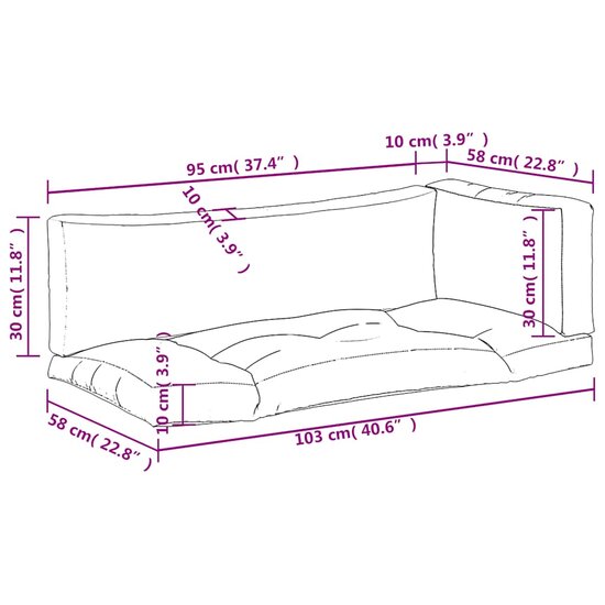 Palletkussens 3 st stof bladpatroon