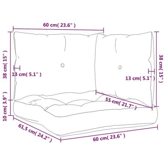 Palletkussens 3 st stof beige