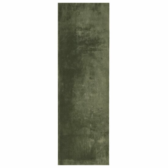 Vloerkleed HUARTE laagpolig zacht wasbaar 80x250 cm bosgroen