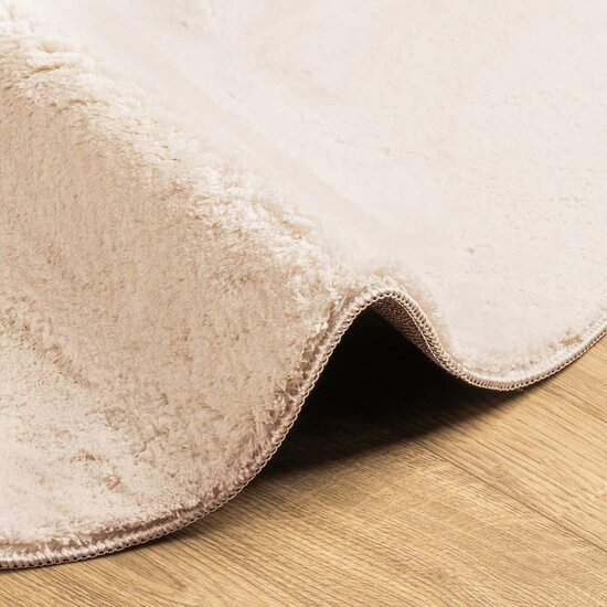 Vloerkleed HUARTE laagpolig zacht wasbaar &Oslash; 80 cm beige