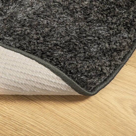 Vloerkleed ISTAN hoogpolig glanzend &Oslash; 80 cm antracietkleurig