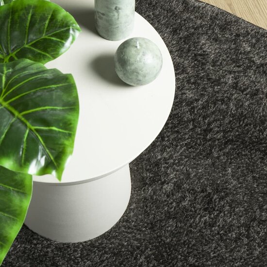Vloerkleed ISTAN hoogpolig glanzend &Oslash; 80 cm antracietkleurig
