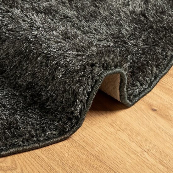 Vloerkleed ISTAN hoogpolig glanzend &Oslash; 120 cm asntracietkleurig