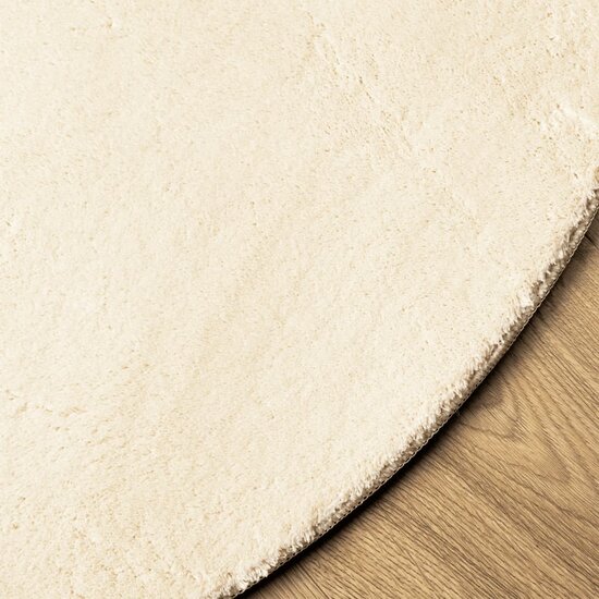 Vloerkleed HUARTE laagpolig zacht wasbaar &Oslash; 100 cm cr&egrave;me