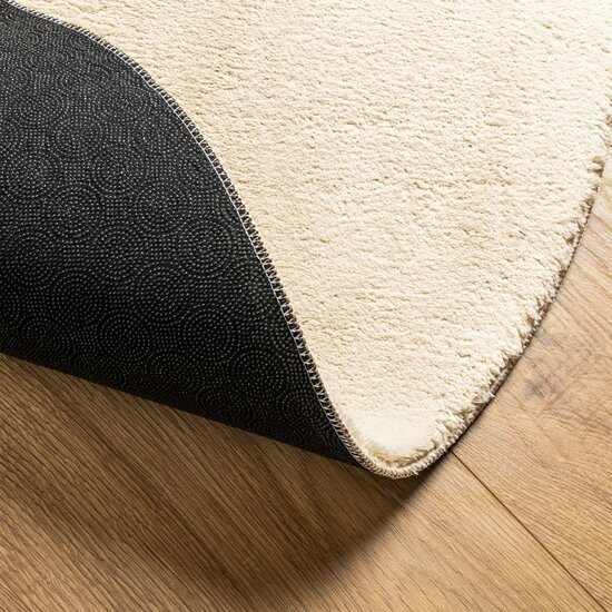 Vloerkleed HUARTE laagpolig zacht wasbaar &Oslash; 100 cm cr&egrave;me
