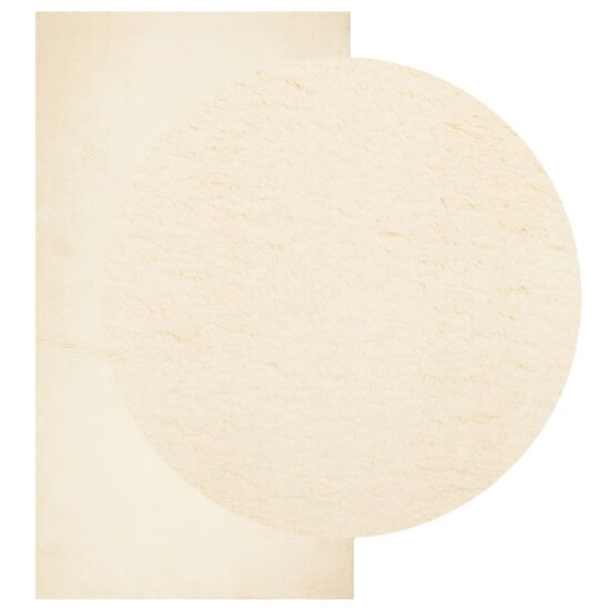 Vloerkleed HUARTE laagpolig zacht wasbaar 60x110 cm cr&egrave;me