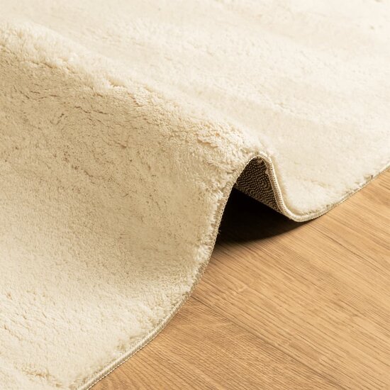 Vloerkleed HUARTE laagpolig zacht wasbaar 60x110 cm cr&egrave;me