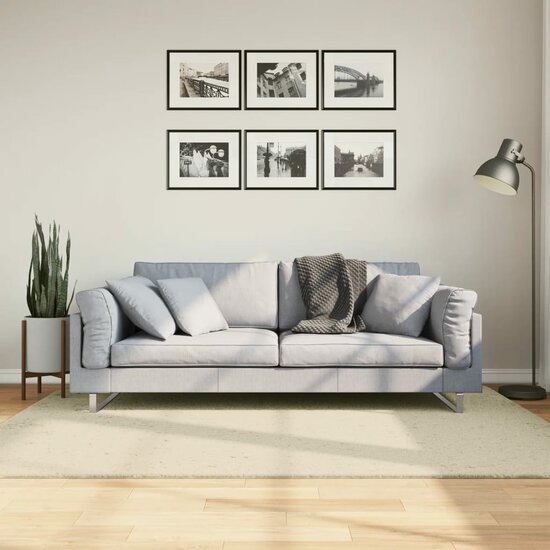Vloerkleed HUARTE laagpolig zacht wasbaar 140x200 cm cr&egrave;me