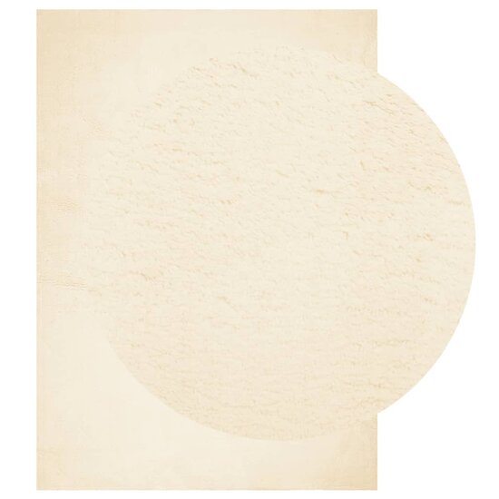 Vloerkleed HUARTE laagpolig zacht wasbaar 140x200 cm cr&egrave;me