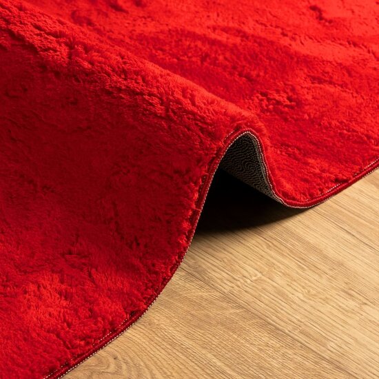 Vloerkleed HUARTE laagpolig zacht wasbaar 80x250 cm rood