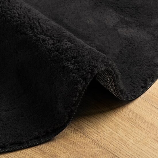 Vloerkleed HUARTE laagpolig zacht wasbaar &Oslash; 100 cm zwart