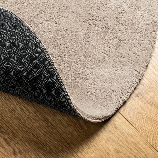 Vloerkleed HUARTE laagpolig zacht wasbaar &Oslash; 100 cm zandkleurig