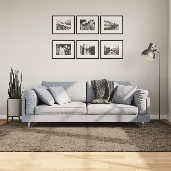 Vloerkleed ISTAN hoogpolig glanzend 160x230 cm grijs