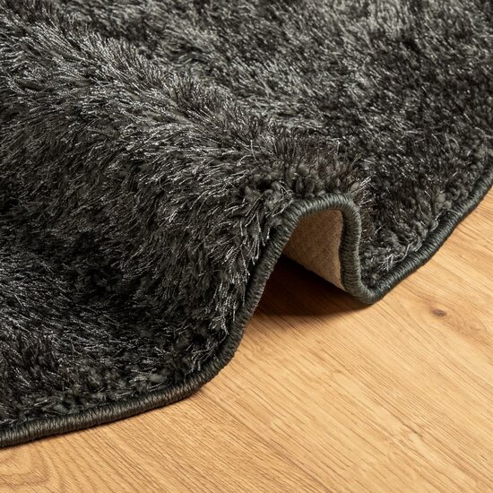 Vloerkleed ISTAN hoogpolig glanzend &Oslash; 100 cm asntracietkleurig