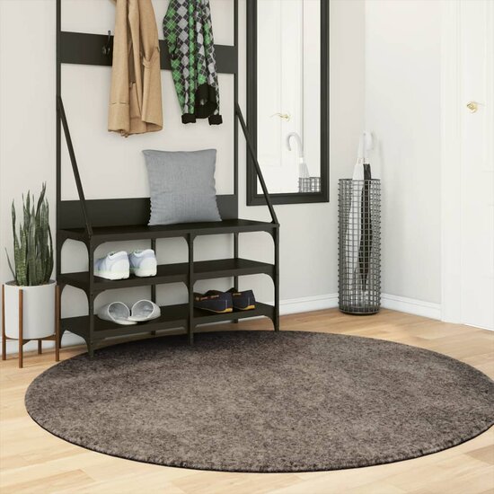 Vloerkleed ISTAN hoogpolig glanzend &Oslash; 160 cm grijs