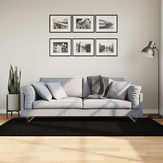Vloerkleed Huarte Laagpolig Zacht Wasbaar Zwart 100 x 200 cm