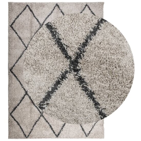 Vloerkleed Pamplona Shaggy Hoogpolig Beige En Antraciet 160 x 230 cm