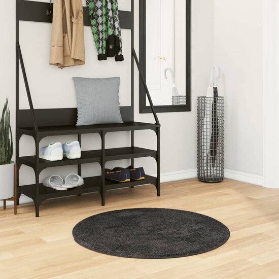 Vloerkleed Pamplona Shaggy Hoogpolig Modern Antraciet &Oslash; 80 cm