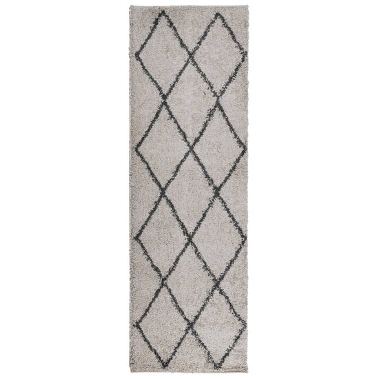 Vloerkleed Pamplona Shaggy Hoogpolig Beige En Antraciet 80 x 250 cm